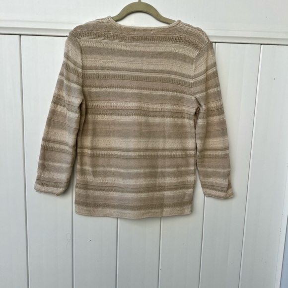 Lauren Jeans Company Ralph Lauren Women's Medium Tie Neck Tan‎ Cream  Sweater - Picture 3 of 4